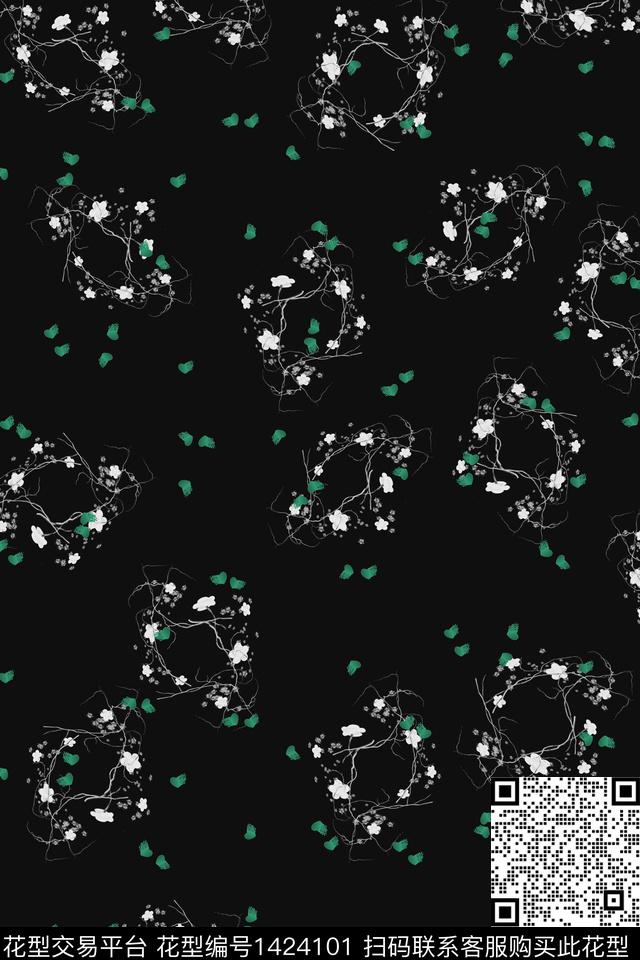 趋势花型简约小清新数码印花花型下载（图片编号: 1424101） - 瓦栏（Walan）