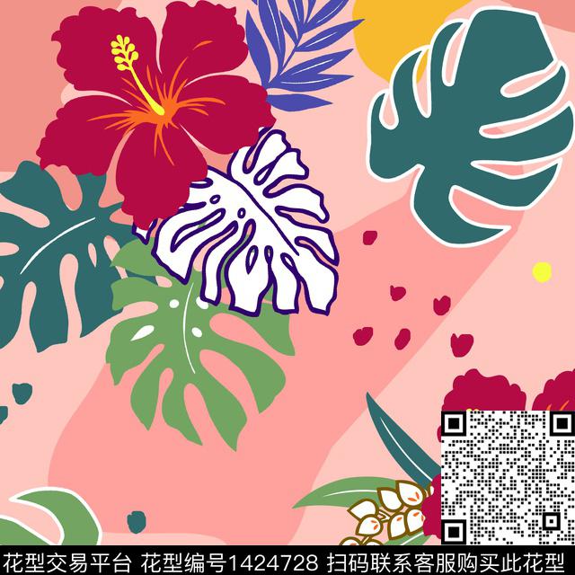 Y2009018.jpg - 1424728 - 几何 绿植树叶 花卉 - 传统印花花型 － 女装花型设计 － 瓦栏