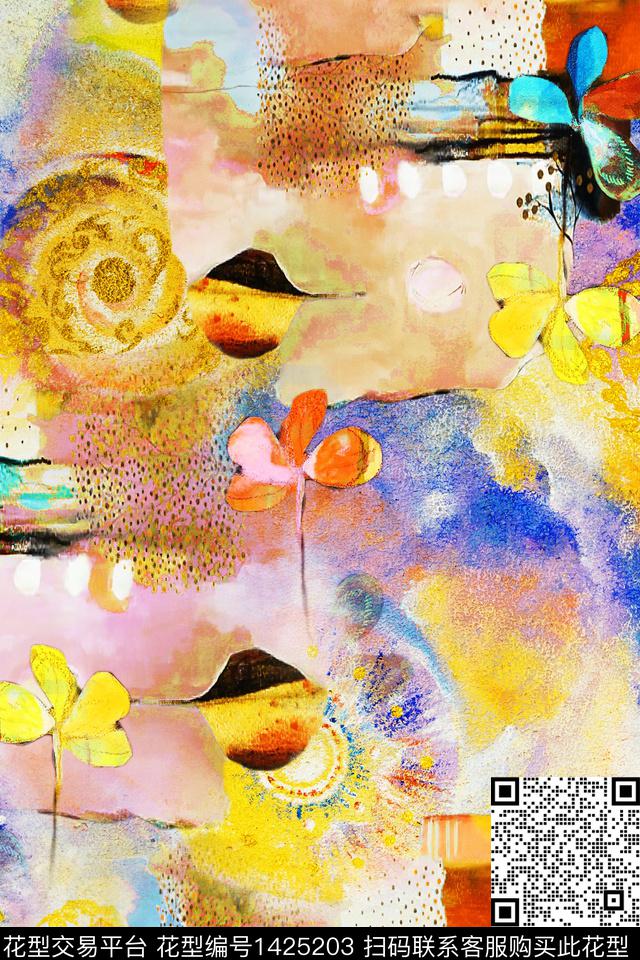 未标题-7.jpg - 1425203 - 民族花卉 数码花型 几何 - 数码印花花型 － 女装花型设计 － 瓦栏