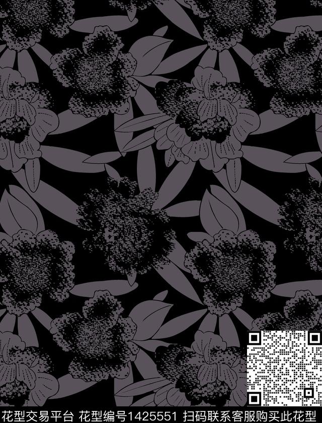 花卉传统印花花型下载（图片编号: 1425551） - 瓦栏（Walan）
