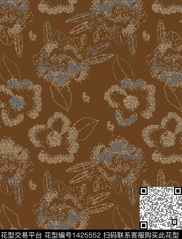 花卉传统印花花型下载（图片编号: 1425552） - 瓦栏（Walan）