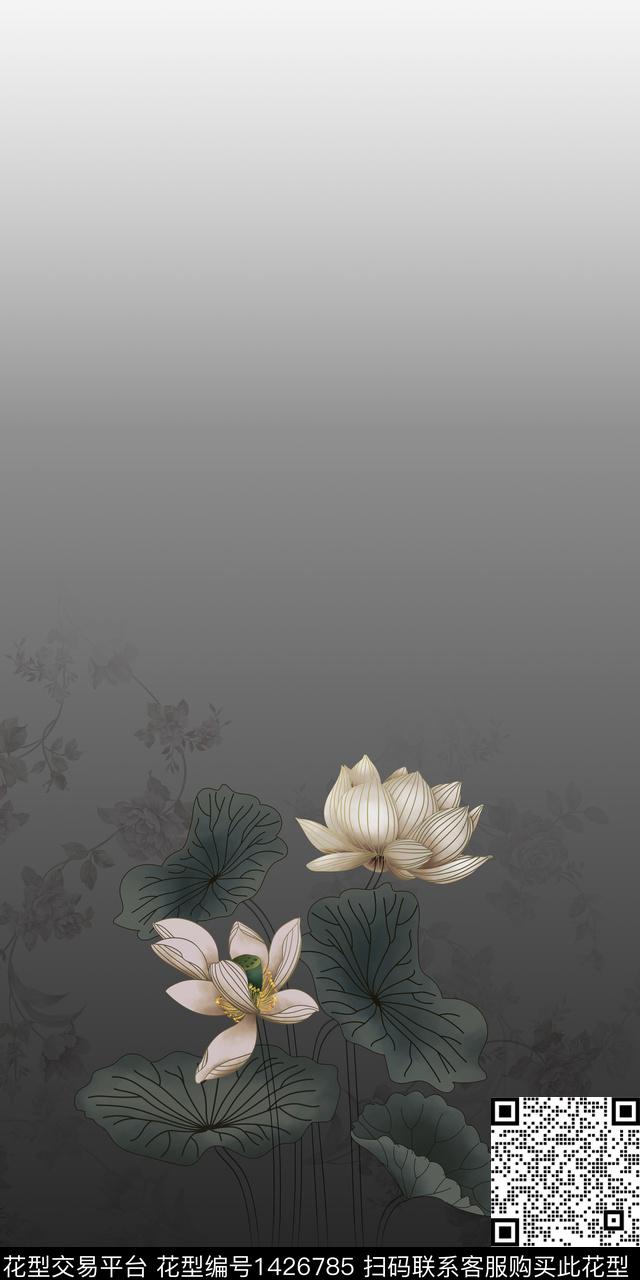 定位花花卉大牌风数码印花花型下载（图片编号: 1426785） - 瓦栏（Walan）