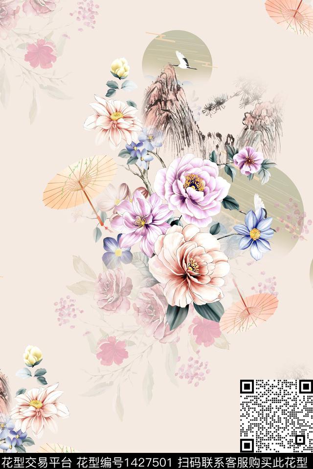 HTB1Z777.jpg - 1427501 - 连衣裙 女装 旗袍 - 传统印花花型 － 女装花型设计 － 瓦栏