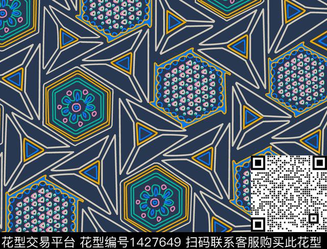 几何传统印花花型下载（图片编号: 1427649） - 瓦栏（Walan）