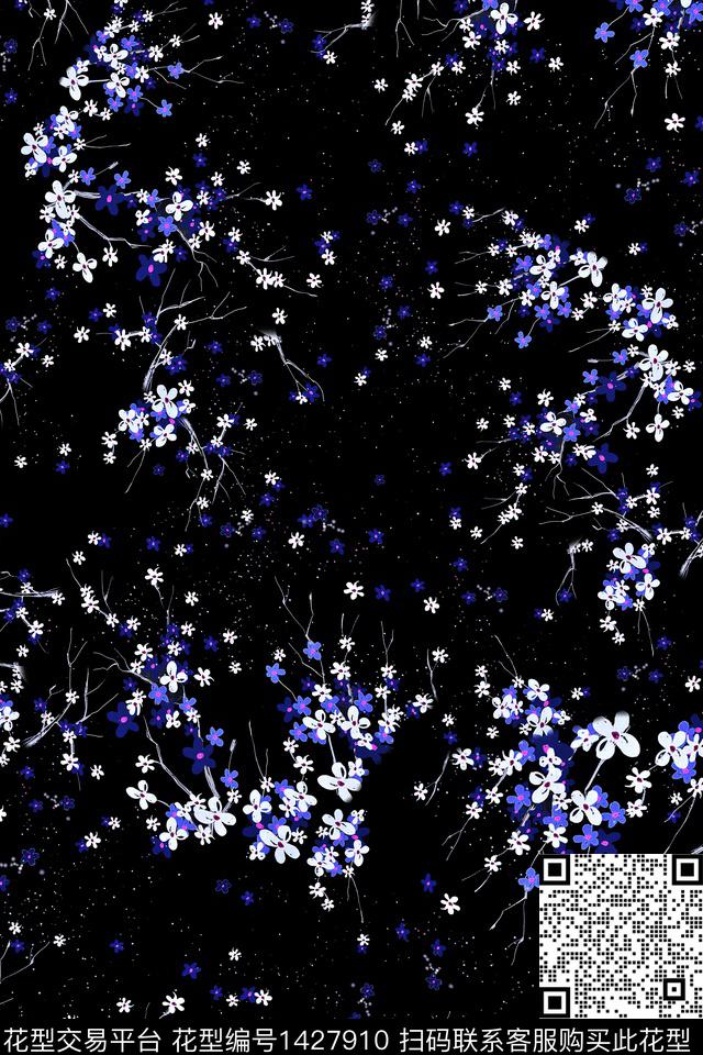 满版散花抽象小清新数码印花花型下载（图片编号: 1427910） - 瓦栏（Walan）