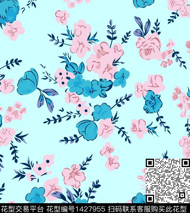 LZI0184.jpg - 1427955 - 花卉 热带花型 手绘花卉 - 数码印花花型 － 其他花型设计 － 瓦栏