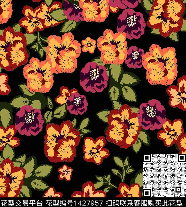 图2 拷贝.jpg - 1427957 - 花卉 大牌风 热带花型 - 数码印花花型 － 其他花型设计 － 瓦栏