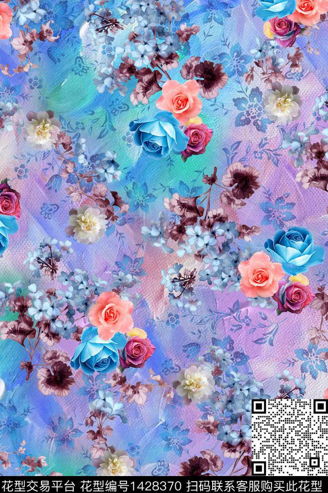 zsy-108.jpg - 1428370 - 女装 花卉 中老年 - 数码印花花型 － 女装花型设计 － 瓦栏