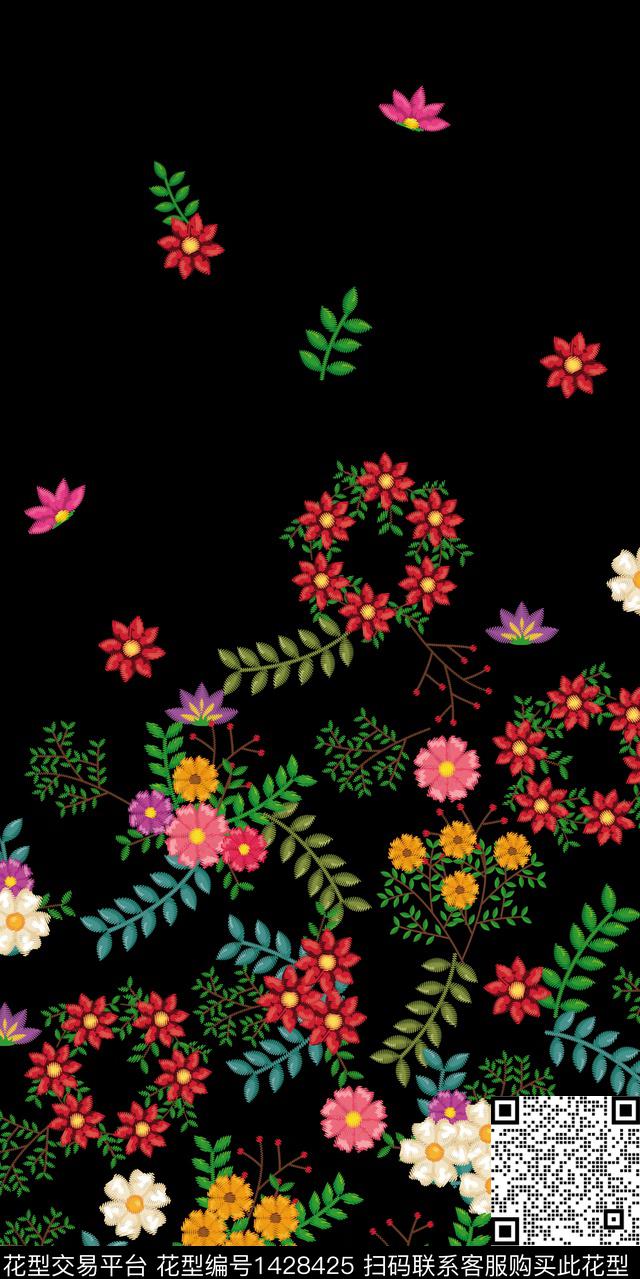 zsy-137.jpg - 1428425 - 女装 花卉 中老年 - 数码印花花型 － 女装花型设计 － 瓦栏