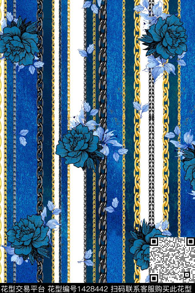 zsy-159.jpg - 1428442 - 女装 花卉 条纹 - 数码印花花型 － 女装花型设计 － 瓦栏