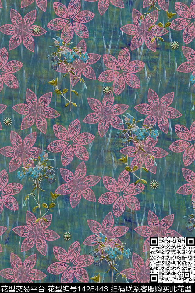 zsy-162.jpg - 1428443 - 女装 底纹 花卉 - 数码印花花型 － 女装花型设计 － 瓦栏