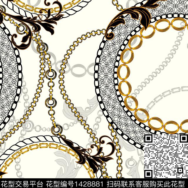 WC00824.jpg - 1428881 - 几何 链条 雪纺 - 传统印花花型 － 女装花型设计 － 瓦栏