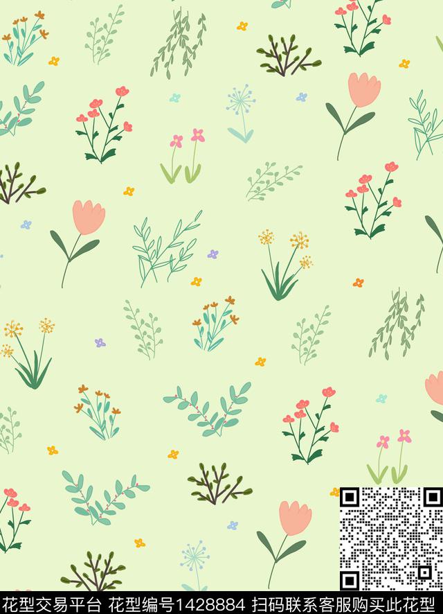 12.jpg - 1428884 - 花卉 植物 热带花型 - 数码印花花型 － 童装花型设计 － 瓦栏