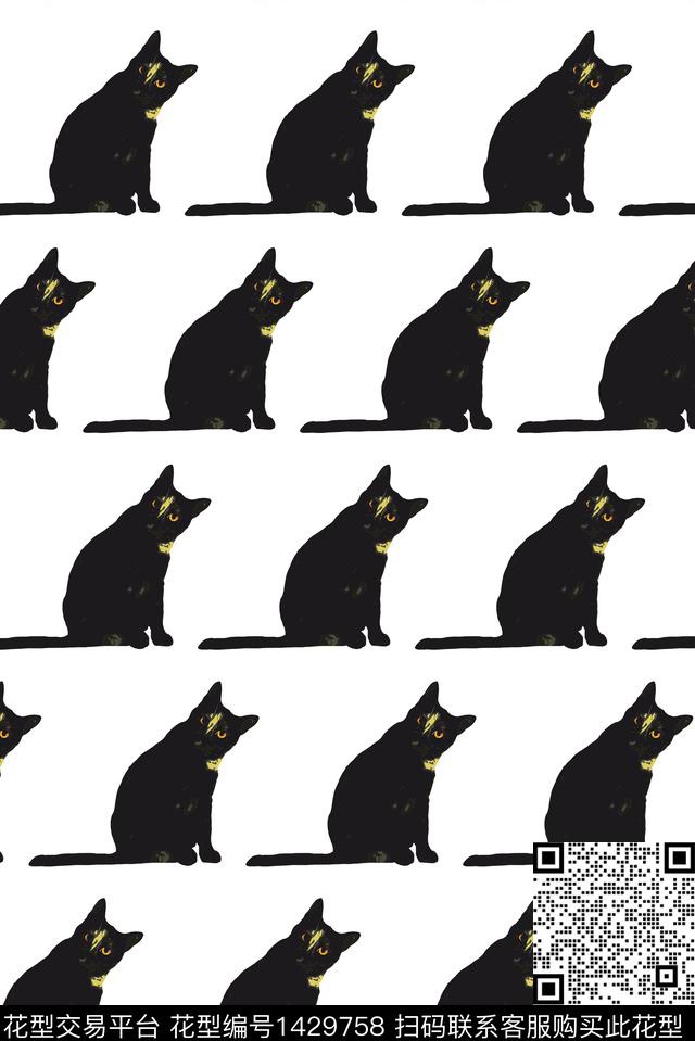 猫数码印花花型下载（图片编号: 1429758） - 瓦栏（Walan）