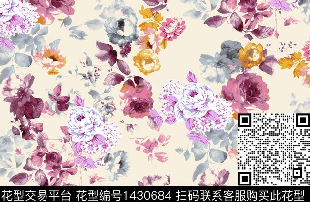 20210621.jpg - 1430684 - 数码花型 民族花卉 花卉 - 数码印花花型 － 女装花型设计 － 瓦栏
