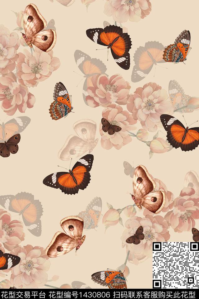 水彩清爽底花卉香云纱传统印花花型下载（图片编号: 1430806） - 瓦栏（Walan）