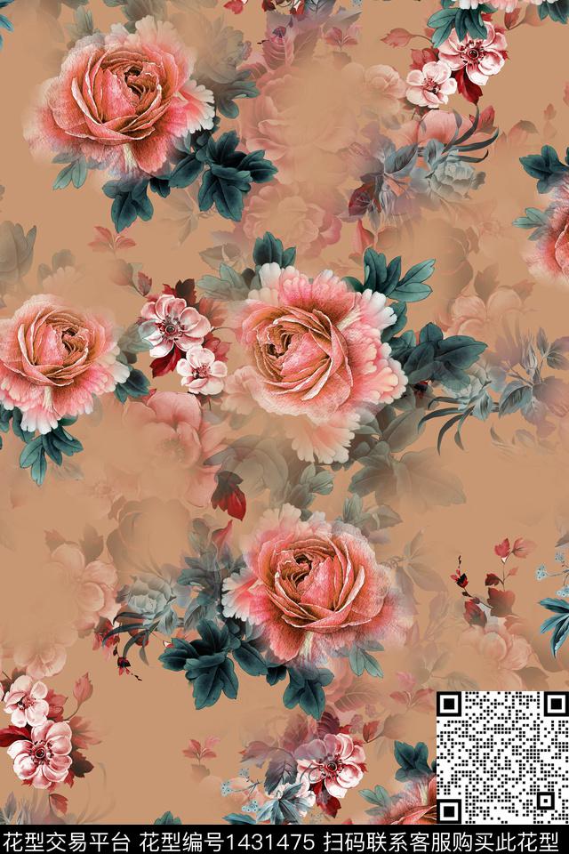 HTB1Z812.jpg - 1431475 - 连衣裙 女装 花卉 - 传统印花花型 － 女装花型设计 － 瓦栏