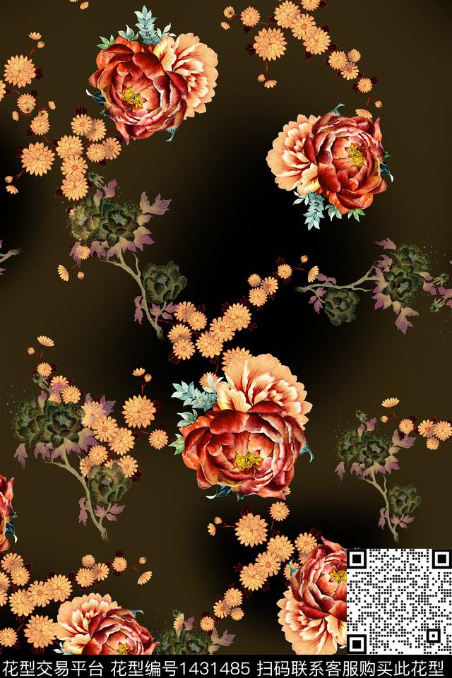 HTB1Z819.jpg - 1431485 - 连衣裙 女装 花卉 - 传统印花花型 － 女装花型设计 － 瓦栏