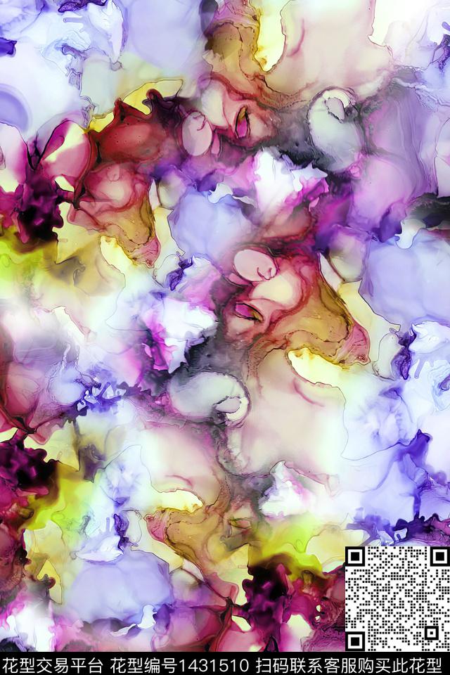 炫彩肌理水彩数码印花花型下载（图片编号: 1431510） - 瓦栏（Walan）