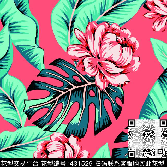 zhao-rdh-1.jpg - 1431529 - 花卉 大牌风 植物 - 传统印花花型 － 泳装花型设计 － 瓦栏