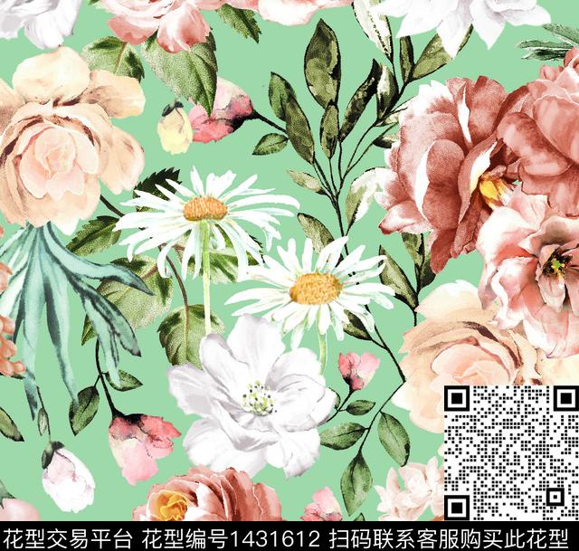 4116.jpg - 1431612 - 数码花型 扎染花型 花卉 - 数码印花花型 － 女装花型设计 － 瓦栏
