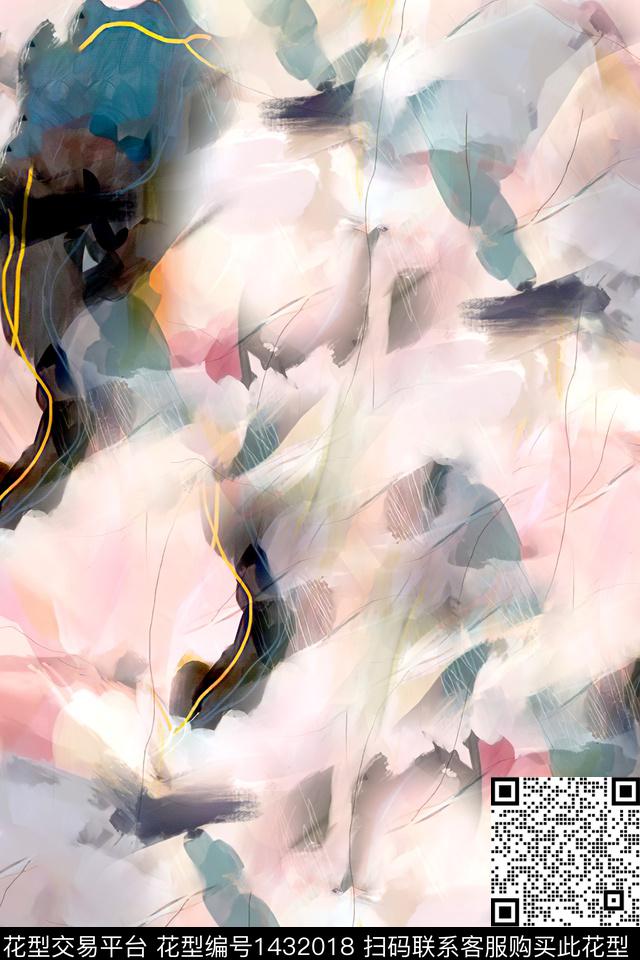 Z654.jpg - 1432018 - 肌理 抽象花卉 扎染花型 - 数码印花花型 － 女装花型设计 － 瓦栏