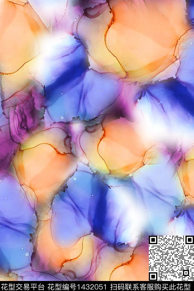 炫彩水彩肌理数码印花花型下载（图片编号: 1432051） - 瓦栏（Walan）