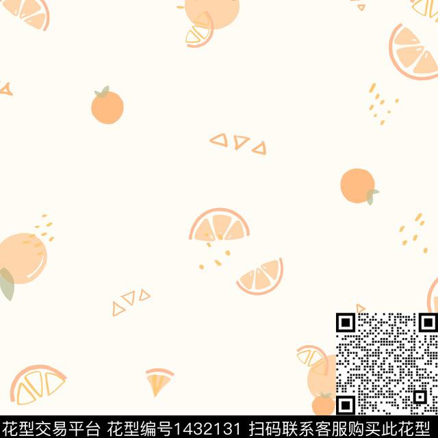 橙子.jpg - 1432131 - 水果 可爱 花卉 - 传统印花花型 － 女装花型设计 － 瓦栏