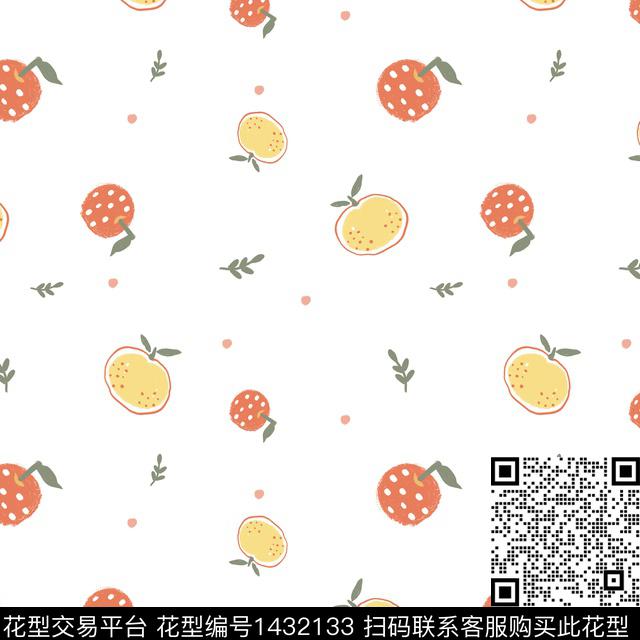 苹果.jpg - 1432133 - 水果 可爱 花卉 - 传统印花花型 － 女装花型设计 － 瓦栏