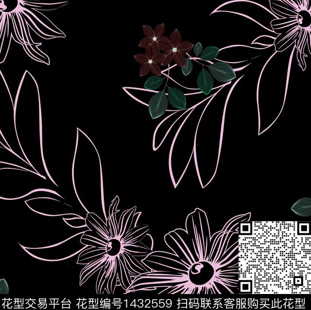 BSMYSJ0386.jpg - 1432559 - 数码花型 花卉 大牌风 - 数码印花花型 － 女装花型设计 － 瓦栏