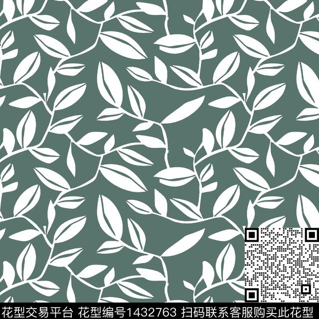 ZJY2021-06-021-03A-01.jpg - 1432763 - 绿植树叶 插画 撞色 - 传统印花花型 － 窗帘花型设计 － 瓦栏