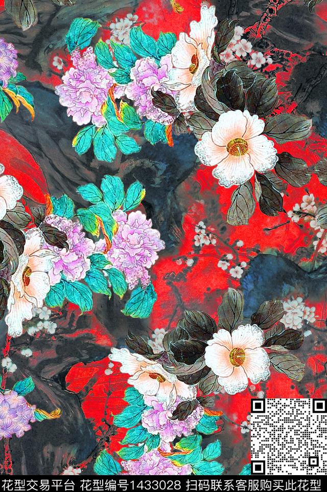 中国风真丝旗袍数码印花花型下载（图片编号: 1433028） - 瓦栏（Walan）