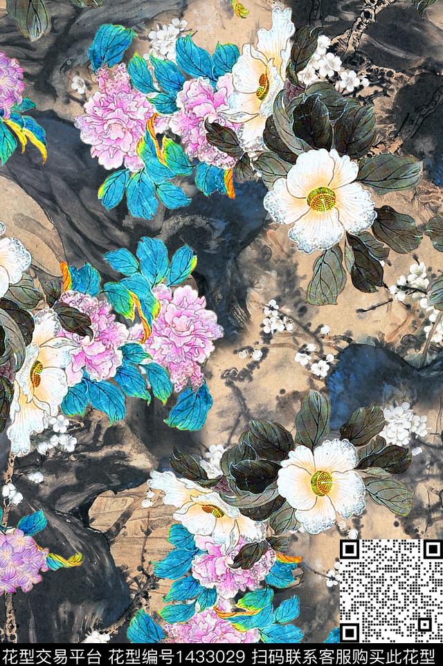 中国风真丝旗袍数码印花花型下载（图片编号: 1433029） - 瓦栏（Walan）