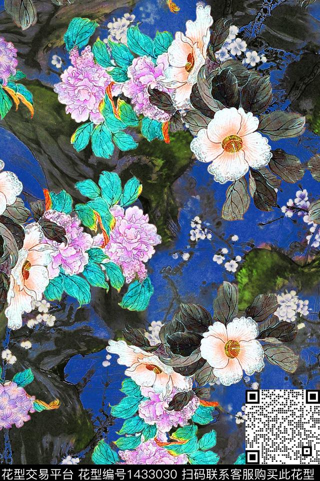 中国风真丝旗袍数码印花花型下载（图片编号: 1433030） - 瓦栏（Walan）