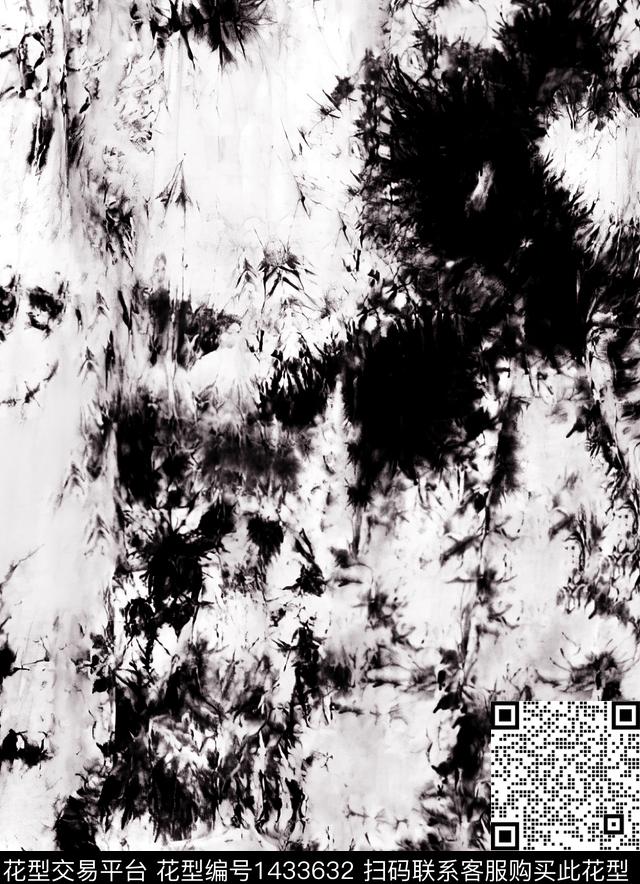 黑白扎染裤子 8头机.jpg - 1433632 - 定位花 扎染花型 潮牌 - 传统印花花型 － 女装花型设计 － 瓦栏