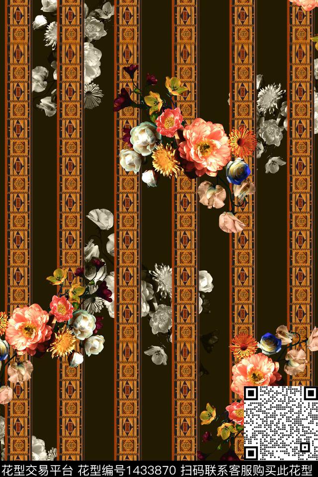YA-03-1.jpg - 1433870 - 数码花型 民族花卉 简约 - 数码印花花型 － 女装花型设计 － 瓦栏