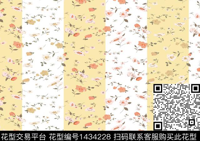 民族花卉几何小碎花数码印花花型下载（图片编号: 1434228） - 瓦栏（Walan）