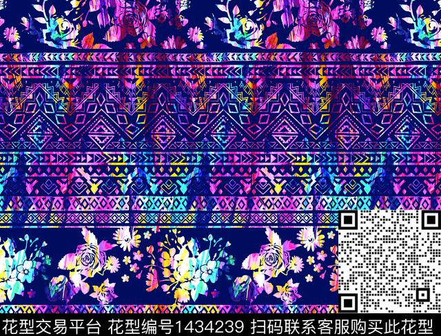 民族花卉花卉大牌风数码印花花型下载（图片编号: 1434239） - 瓦栏（Walan）
