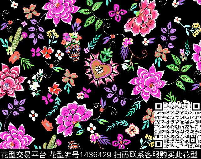花卉大牌风小碎花数码印花花型下载（图片编号: 1436429） - 瓦栏（Walan）