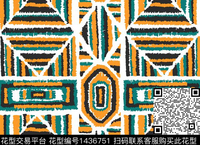 条格趋势花型文艺传统印花花型下载（图片编号: 1436751） - 瓦栏（Walan）