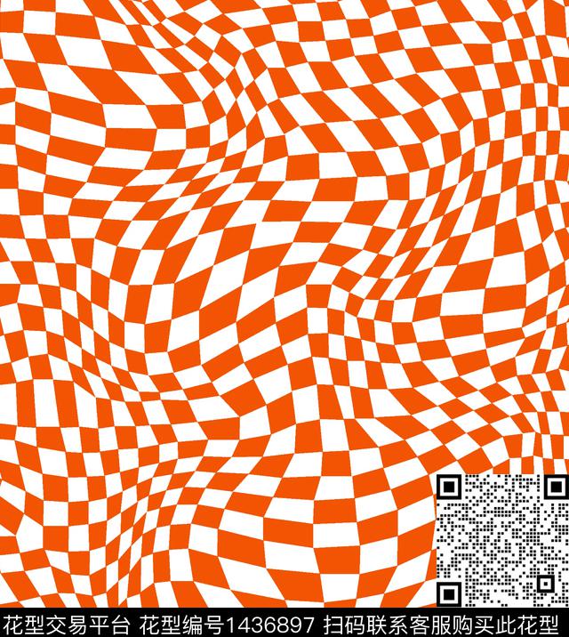 橙色抽象 四面弹 8头机2.jpg - 1436897 - 定位花 男装 潮牌 - 数码印花花型 － 女装花型设计 － 瓦栏