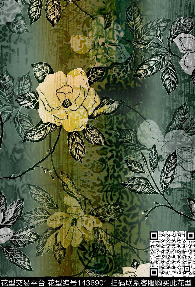 连衣裙女装花卉传统印花花型下载（图片编号: 1436901） - 瓦栏（Walan）