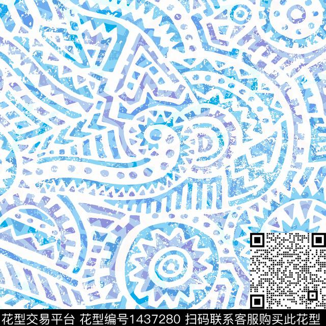 炫彩趋势花型文艺数码印花花型下载（图片编号: 1437280） - 瓦栏（Walan）