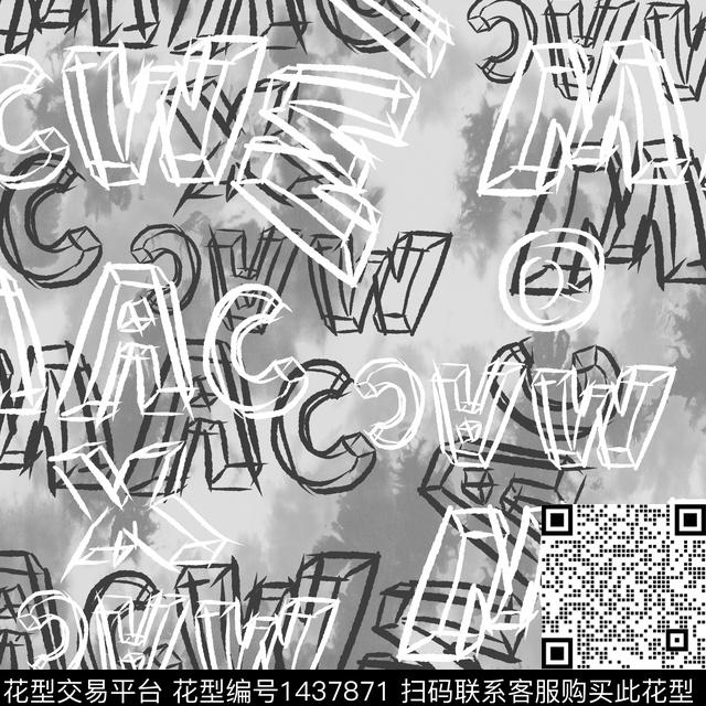 mac7011.jpg - 1437871 - 字母 涂鸦 几何 - 传统印花花型 － 男装花型设计 － 瓦栏