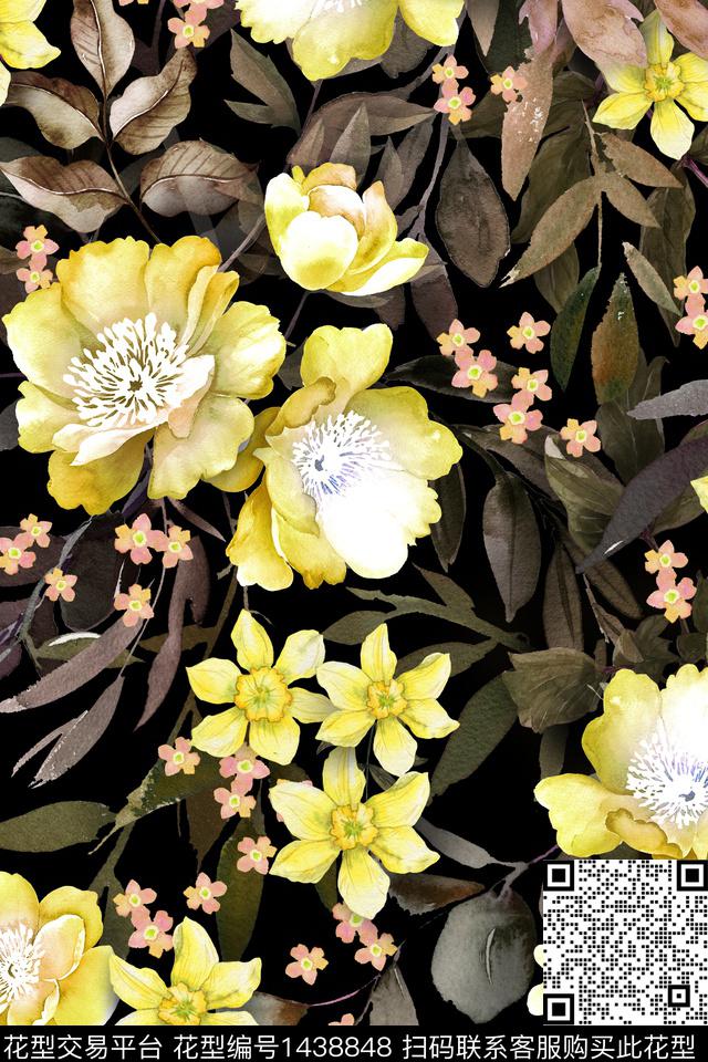 女装花卉大花数码印花花型下载（图片编号: 1438848） - 瓦栏（Walan）