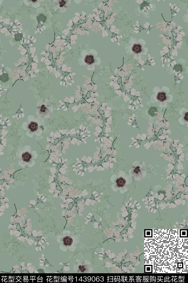 数码花型花卉旗袍数码印花花型下载（图片编号: 1439063） - 瓦栏（Walan）