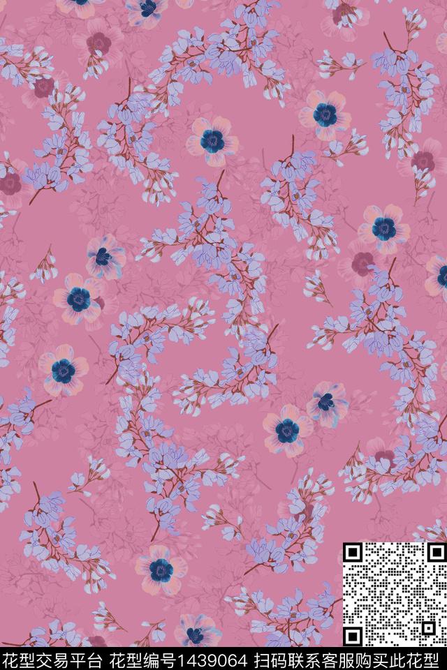 数码花型花卉旗袍数码印花花型下载（图片编号: 1439064） - 瓦栏（Walan）