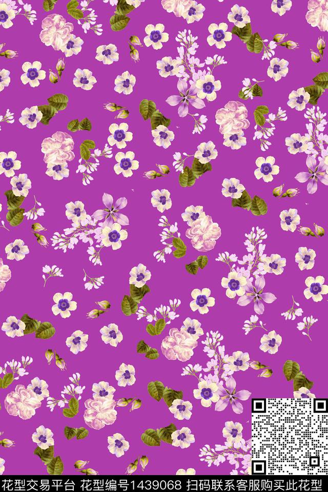 花卉20043.jpg - 1439068 - 数码花型 花卉 旗袍 - 数码印花花型 － 女装花型设计 － 瓦栏