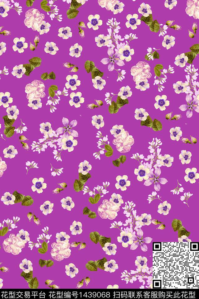 数码花型花卉旗袍数码印花花型下载（图片编号: 1439068） - 瓦栏（Walan）