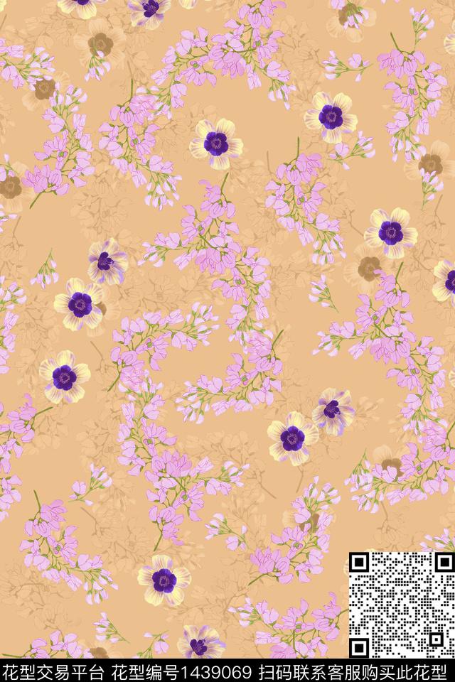 数码花型花卉旗袍数码印花花型下载（图片编号: 1439069） - 瓦栏（Walan）